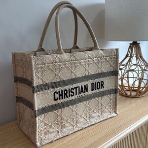 Christian Dior Natural Cannage Raffia Medium Book Tote Bag